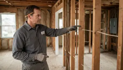 Richmond, VA electrician assesses circuit runs in an unfinished room during electrical project planning