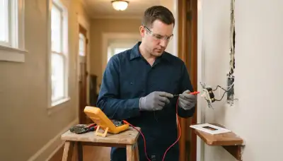 Electrician tests a failing wall switch with a multimeter during switch repair in Richmond, VA