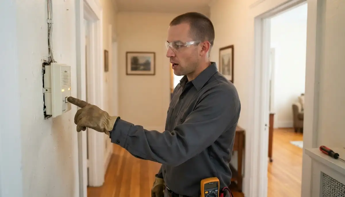 Richmond, VA electrician tests intercom audio between mounted stations in a home
