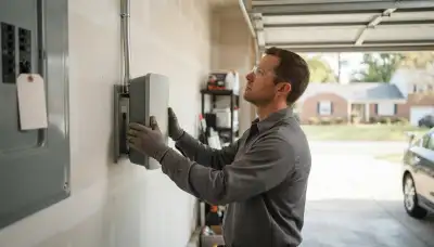 Electrician installing a home EV charger on a dedicated 240-volt circuit in Colonial Heights, VA