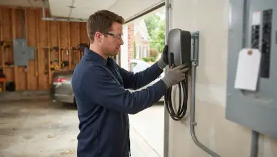 EV charger installation with a dedicated garage circuit by a Glen Allen, VA electrician