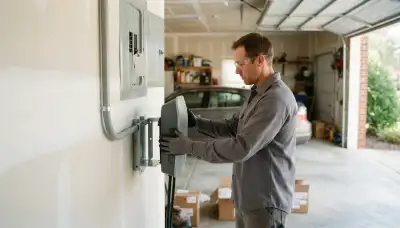 Level 2 EV charger installation in a Midlothian, VA garage by licensed electricians