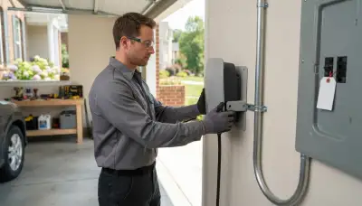 Electric vehicle charger installation at a Moseley, VA home by a Richmond electrician