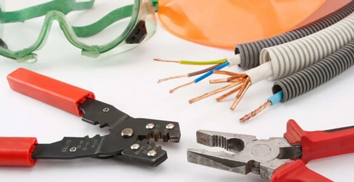 Electrical wiring repair with professional tools and safety equipment in Chesterfield, VA
