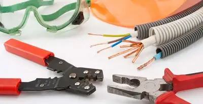 Electrical wiring repair with professional tools and safety equipment in Chesterfield, VA