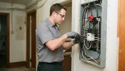 Electrician installs a GFCI breaker in a Richmond, VA home's electrical panel