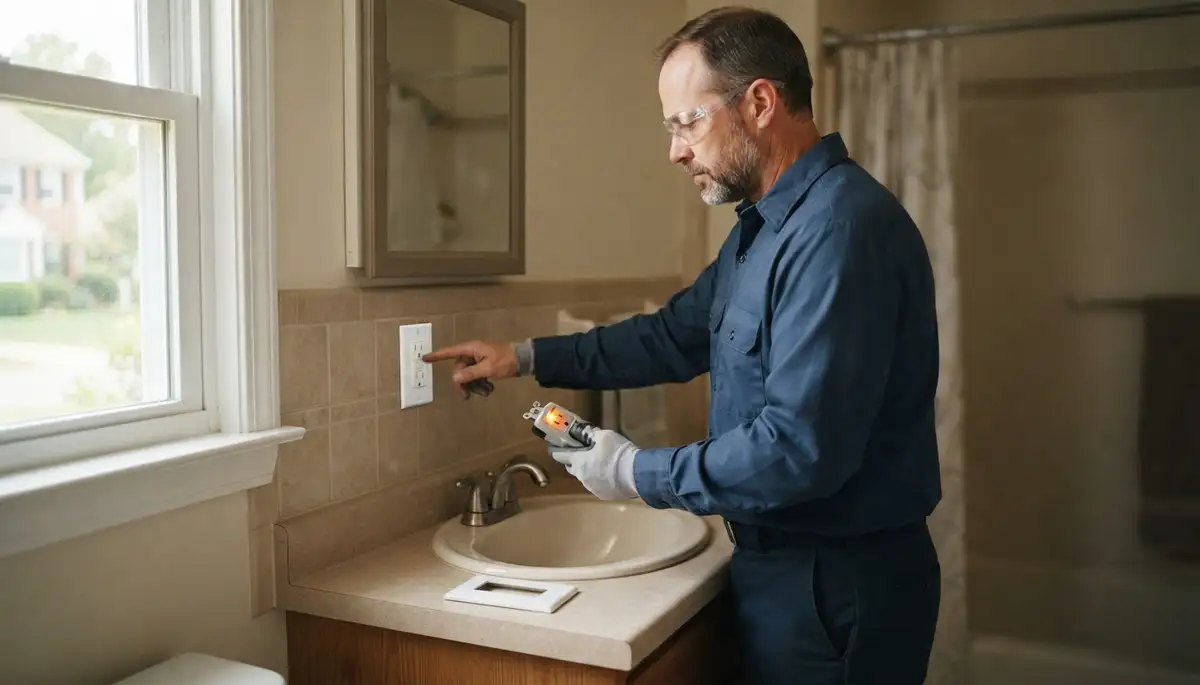GFCI outlet protecting a bathroom from electrical shock in Colonial Heights, VA