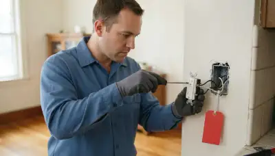 Richmond, VA electrician installs a GFCI receptacle with visible test and reset buttons.
