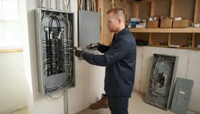 Electrician upgrading an older home's electrical panel in Manquin, VA