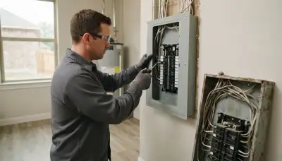 Electrician upgrading an older home's electrical panel in Midlothian, VA