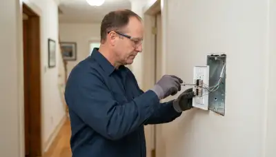 Electrician uses a precision screwdriver to terminate intercom station wiring in Richmond, VA