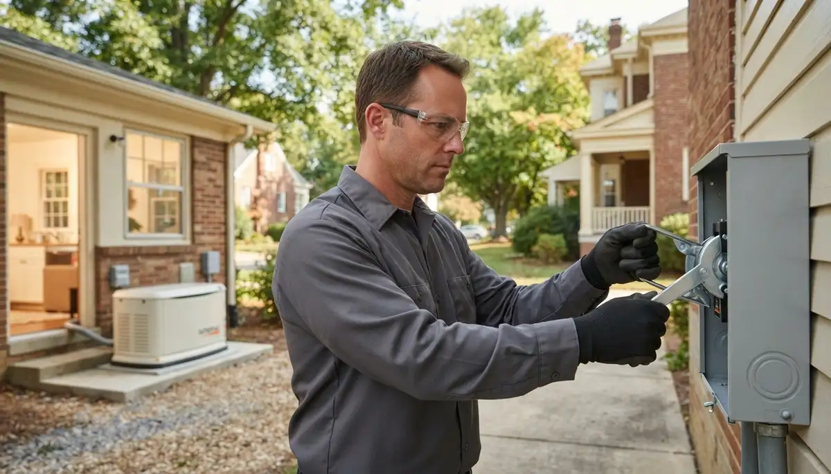 Richmond, VA electrician tests generator transfer switch while essential lights stay on