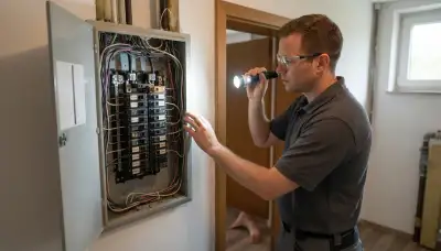 Electrician performing a whole-home electrical inspection in a Hanover, VA residence