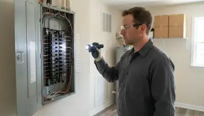 Electrician documenting aging wiring and breakers during a whole-home inspection in Henrico, VA