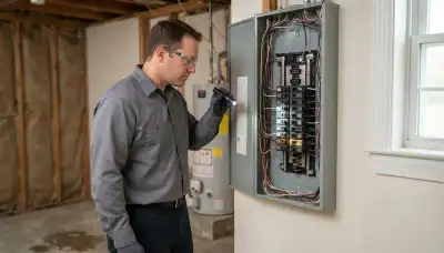 Electrician performing a whole-home electrical inspection in Hopewell, VA